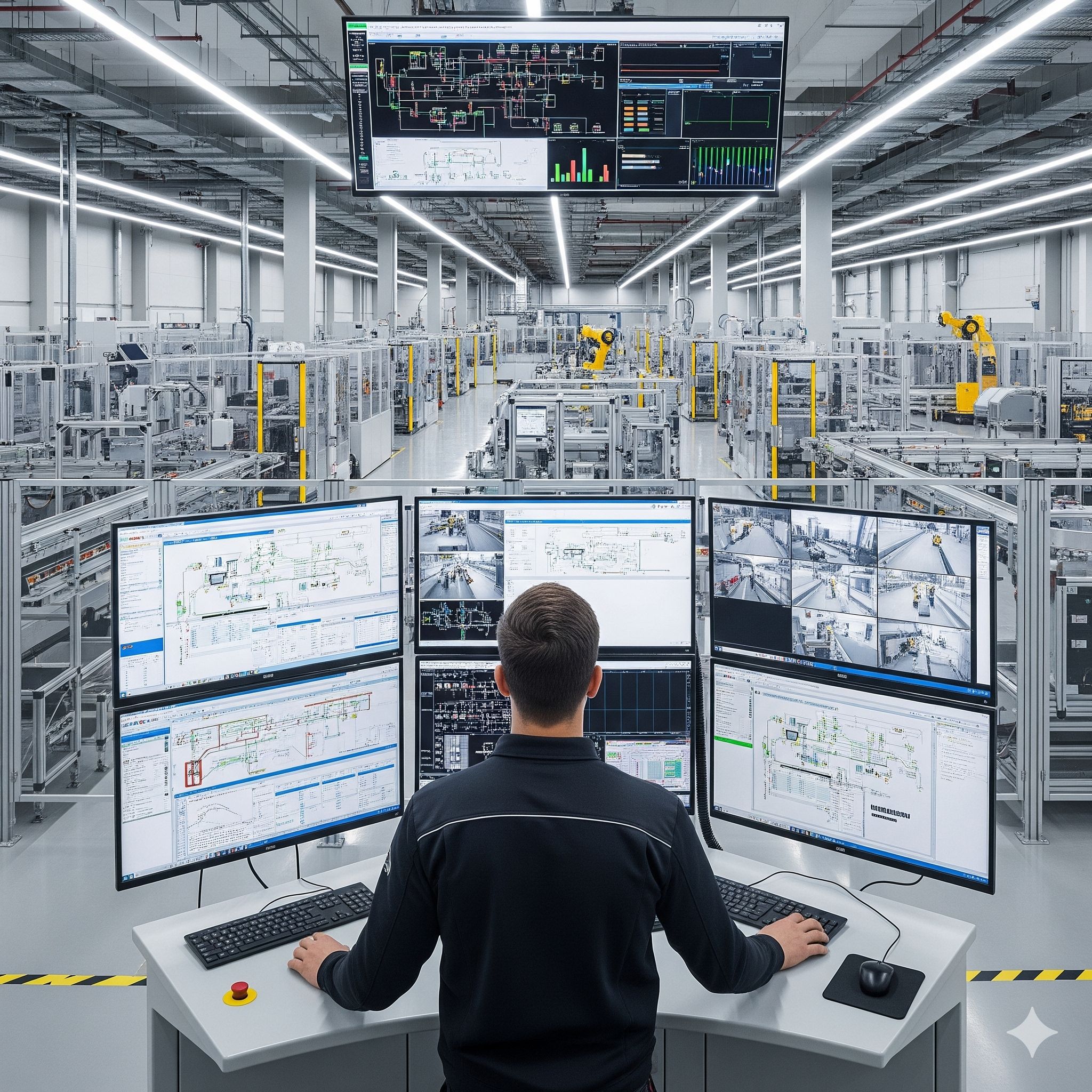 Linea di produzione automatizzata con quadro elettrico, simbolo dell'offerta di Eltech Srl per l'industria.